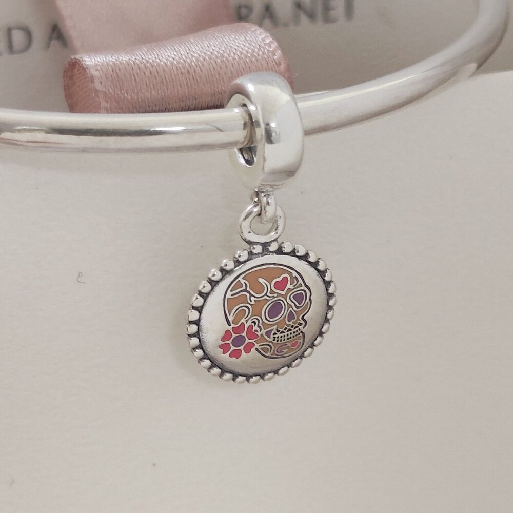 Skull Charm Mexico Day of the Dead Pink Sugar Skull Charm